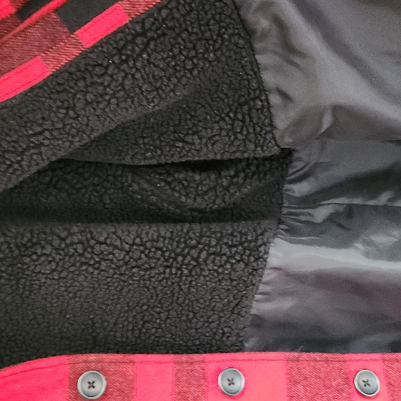 Old Navy, Mens, Large, Red&Black Plaid Jacket, Top Half Thick Fleece - Picture 11 of 13